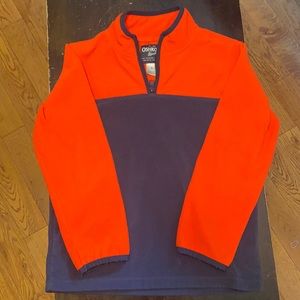 Orange & navy blue half zip fleece sweatshirt